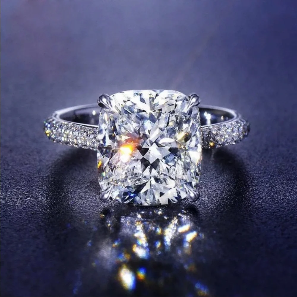 New Luxury 925 Silver Sparkling Wedding Ring - Picture 4 of 4